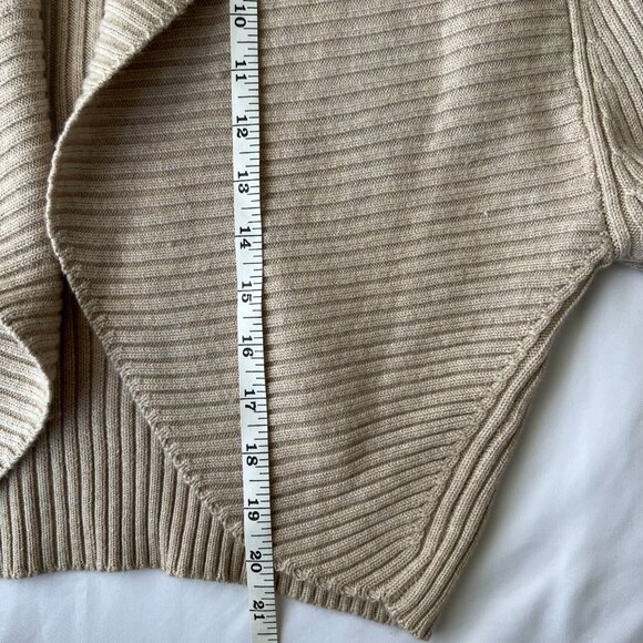 White House Black Market Size M Oatmeal Tan Cashmere Blend Rib Cocoon‎ Cardigan - Picture 9 of 9